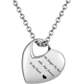 Heart Pendant Cremation Urn Necklace Stainless Steel Keepsake Waterproof Memorial Jewelry