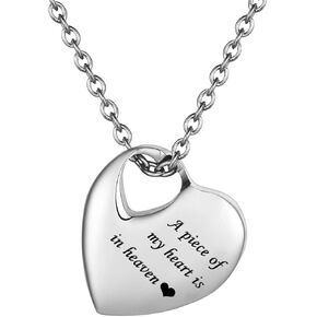 Heart Pendant Cremation Urn Necklace Stainless Steel Keepsake Waterproof Memorial Jewelry
