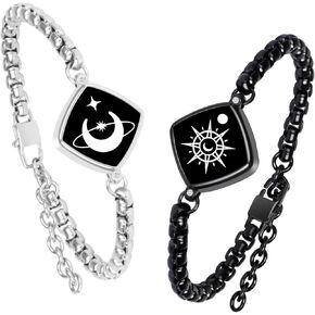 مجموعة مجوهرات أساور تعمل باللمس لمسافات طويلة، سوار حب للاتصال الذكي عن بعد، أرسل رسالة نصية قصيرة SOS، أساور علاقة نجمة للأزواج، العشاق، العائلة، الأصدقاء، المهرجانات، هدايا عيد الحب، فضي in Kuwait