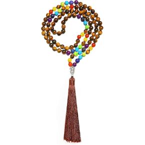 XIANNVXI مطرز قلادة 108 مالا سبحة صلاة قلادة الريكي شفاء كريستال حجر 7 شقرا حبة التأمل القلائد للنساء الرجال in Kuwait