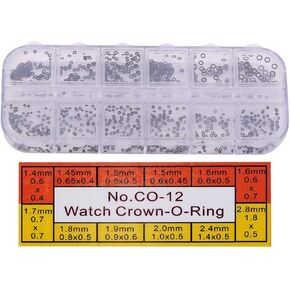 حشوات الختم، 1.4-2.8 ملم 12 مقاس حلقات مطاطية مجموعة صناديق تاج على شكل حرف O بديلة مقاومة للماء للساعات والمعدات الميكانيكية in Kuwait