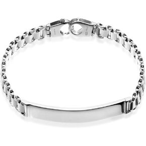 QUADRI - Premium Quality 925 Pure Sterling Silver Italian 9mm Link Bracelet for Men - 7.5 to 9 inch - Certified Made in Italy - Gift Box Included