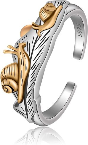 خواتم أنيقة من الفضة الإسترليني عيار 925 من CHIC & ARTSY للسيدات على شكل سلحفاة بحرية رائعة خواتم على شكل ضفدع وحلزون مفتوحة وخاتم مجوهرات قابل للتعديل in Saudi Arabia