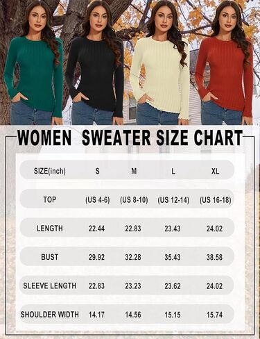 سترة نسائية من Genhoo بأكمام طويلة ومضلعة وخفيفة الوزن ورقبة مستديرة أساسية ومقاس نحيف سترة سفلية in Kuwait