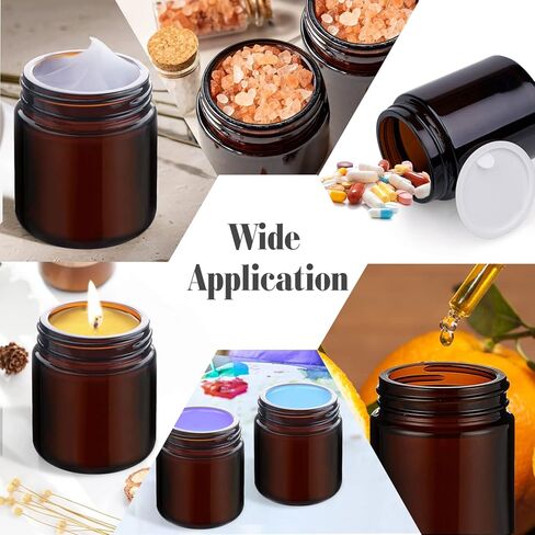 عبوة من 4 عبوات سعة 120 مل/4 اونصة من الزجاج الكهرماني لتخزين مستحضرات التجميل قابلة لاعادة الملء، حاوية عينات كبيرة مع بطانات داخلية واغطية سوداء لوضع المكياج والمرهم واللوشن وقناع كريم الوجه in Kuwait