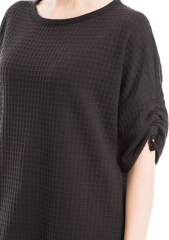 Max Studio Women's Waffle Rouched Sleeve Knit Top in Saudi Arabia