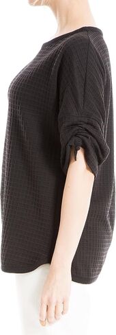 Max Studio Women's Waffle Rouched Sleeve Knit Top in Saudi Arabia