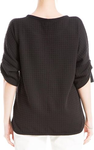 Max Studio Women's Waffle Rouched Sleeve Knit Top in Saudi Arabia
