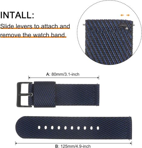 Nylon Striped Watchband Premium Nylon Strap for Men, Soft Comfortable Replacement Canvas Watch Band in Kuwait