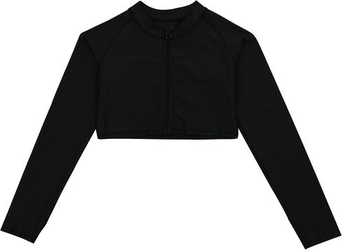 SwimZip Girls' Long Sleeve Crop Zipper Rashguard UPF 50+ (Multiple Colors) in Saudi Arabia