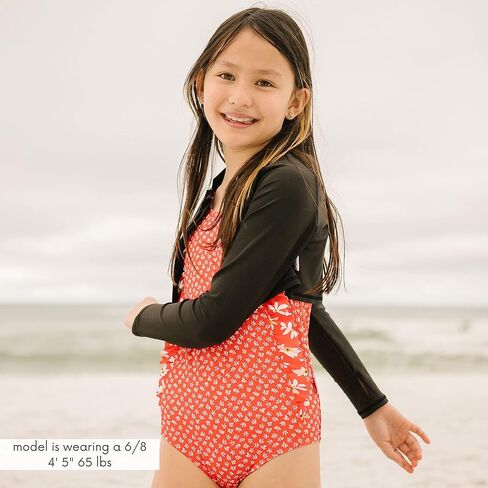 SwimZip Girls' Long Sleeve Crop Zipper Rashguard UPF 50+ (Multiple Colors) in Saudi Arabia
