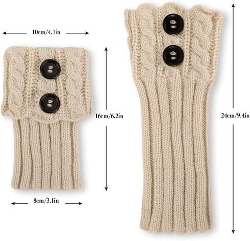 PHOGARY 3 Pairs Winter Warm Boot Cuffs for Women, Crochet Knitted Boot Socks for Girls Short Leg Warmers Boot Topper Socks Leg Cuffs Boot Warmers Gift (Black+ Beige+White) in Saudi Arabia