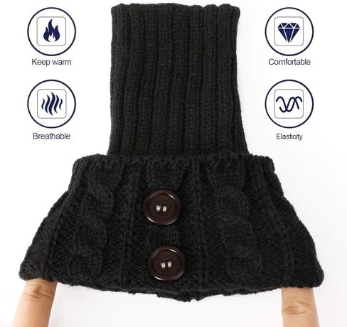 PHOGARY 3 Pairs Winter Warm Boot Cuffs for Women, Crochet Knitted Boot Socks for Girls Short Leg Warmers Boot Topper Socks Leg Cuffs Boot Warmers Gift (Black+ Beige+White) in Saudi Arabia