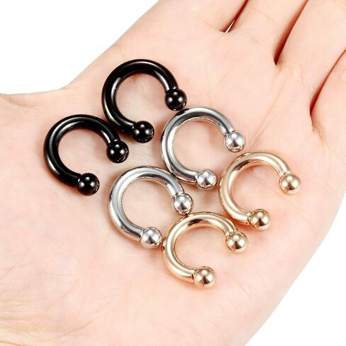 Kridzisw 6G 8G Septum Rings Ear Gauges Earrings 316L Surgical Steel PA Ring Circular Internally Threaded Barbell Horseshoes Body Pierceing Jewelry for Women Men Inner Diameter 12mm 16mm in Saudi Arabia