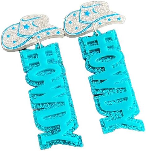 Acrylic HOWDY Earrings Western Cowgirl Acrylic HOWDY Glitter Drop Earrings Lightweight Country Concert Rodeo Disco Dangle Earrings for Women Girls Party Gifts Jewelry in Saudi Arabia