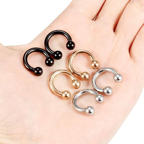 Kridzisw 6G 8G Septum Rings Ear Gauges Earrings 316L Surgical Steel PA Ring Circular Internally Threaded Barbell Horseshoes Body Pierceing Jewelry for Women Men Inner Diameter 12mm 16mm in Saudi Arabia