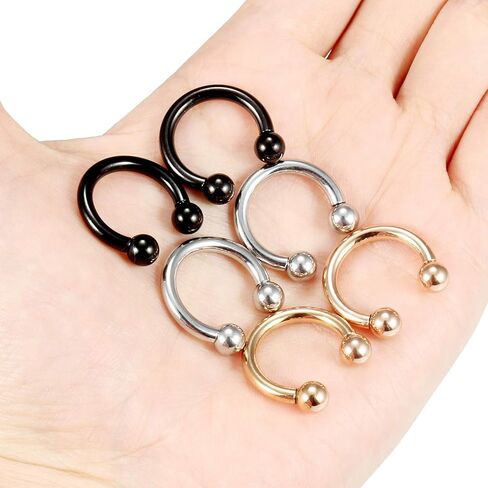 Kridzisw 6G 8G Septum Rings Ear Gauges Earrings 316L Surgical Steel PA Ring Circular Internally Threaded Barbell Horseshoes Body Pierceing Jewelry for Women Men Inner Diameter 12mm 16mm in Saudi Arabia