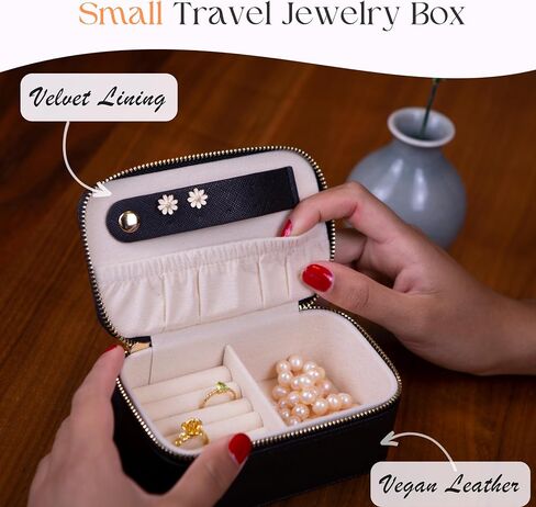 Personalized Initial Travel Jewelry Case - Monogram Custom Gifts For Women, Bridesmaid Proposal Gifts, Travel Jewelry Organizer, Customized Travel Jewelry Box, Birthday Gifts in Saudi Arabia