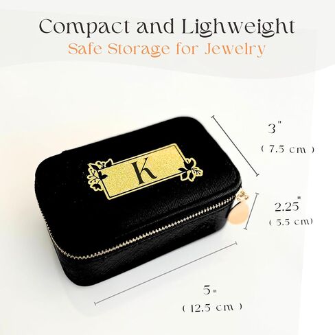 Personalized Initial Travel Jewelry Case - Monogram Custom Gifts For Women, Bridesmaid Proposal Gifts, Travel Jewelry Organizer, Customized Travel Jewelry Box, Birthday Gifts in Saudi Arabia