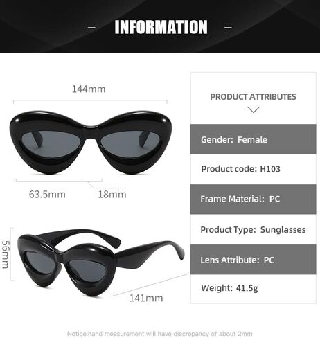 NLEYANB 6 Packs Wholesale Oversized Y2K Cute Party Sunglasses for Women Men UV400 in Kuwait