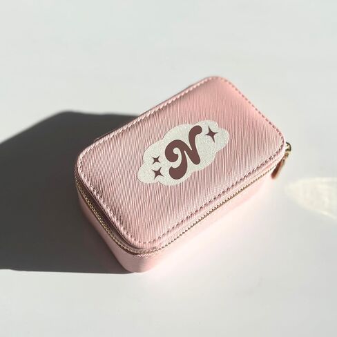 Personalized Initial Travel Jewelry Case - Monogram Custom Gifts For Women, Bridesmaid Proposal Gifts, Travel Jewelry Organizer, Customized Travel Jewelry Box, Birthday Gifts in Saudi Arabia