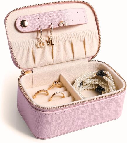 حقيبة مجوهرات سفر أولية مخصصة - هدايا مخصصة للنساء، هدايا اقتراح وصيفة العروس، منظم مجوهرات السفر، صندوق مجوهرات سفر مخصص، هدايا عيد الميلاد in Kuwait