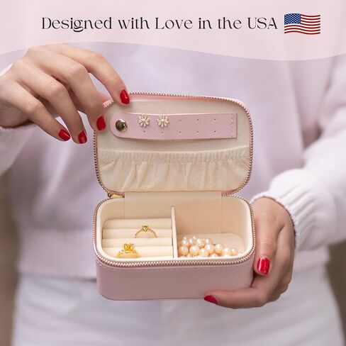 حقيبة مجوهرات سفر أولية مخصصة - هدايا مخصصة للنساء، هدايا اقتراح وصيفة العروس، منظم مجوهرات السفر، صندوق مجوهرات سفر مخصص، هدايا عيد الميلاد in Kuwait