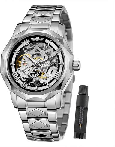 Tiong Men’s Watch Carving Gold Black Automatic Mechanical Watch for Men Skeleton Luxury Engraving Golden Wrist Watch in Saudi Arabia