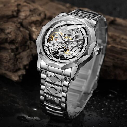 Tiong Men’s Watch Carving Gold Black Automatic Mechanical Watch for Men Skeleton Luxury Engraving Golden Wrist Watch in Saudi Arabia