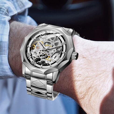 Tiong Men’s Watch Carving Gold Black Automatic Mechanical Watch for Men Skeleton Luxury Engraving Golden Wrist Watch in Saudi Arabia