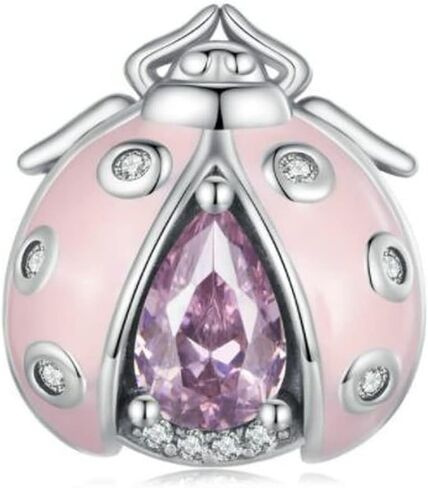 Pink Ladybug Charms 925 Sterling Silver Red Enamel Animal Charms for Pandora Bracelets in Saudi Arabia