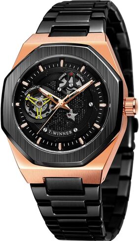 Tiong Men’s Watch Carving Gold Black Automatic Mechanical Watch for Men Skeleton Luxury Engraving Golden Wrist Watch in Saudi Arabia