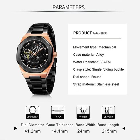 Tiong Men’s Watch Carving Gold Black Automatic Mechanical Watch for Men Skeleton Luxury Engraving Golden Wrist Watch in Saudi Arabia