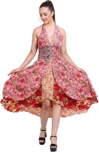 ويفيز فستان نسائي صيفي جديد من الحرير بحمالة للرقبة مكون من 3 قطع متنوعة in Kuwait