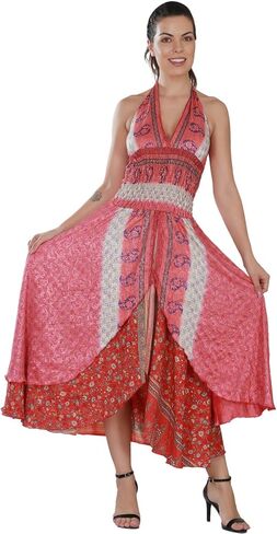 ويفيز فستان نسائي صيفي جديد من الحرير بحمالة للرقبة مكون من 3 قطع متنوعة in Kuwait