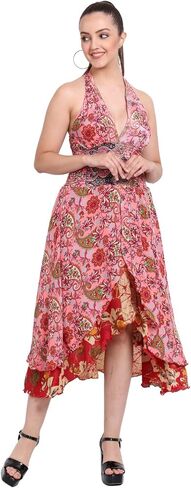 ويفيز فستان نسائي صيفي جديد من الحرير بحمالة للرقبة مكون من 3 قطع متنوعة in Kuwait