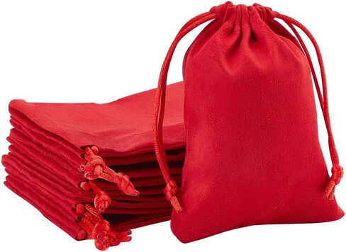 DELORIGIN 12pcs Velvet Cloth Drawstring Bags Red Wedding Gift Bags Candy Bags Soft Jewelry Pouches Necklace Bracelet Earrings Rings Organizing for Christmas Gifts Jewel Watch Storage 4.72x3.54inch in Kuwait