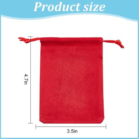 DELORIGIN 12pcs Velvet Cloth Drawstring Bags Red Wedding Gift Bags Candy Bags Soft Jewelry Pouches Necklace Bracelet Earrings Rings Organizing for Christmas Gifts Jewel Watch Storage 4.72x3.54inch in Kuwait