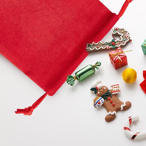 DELORIGIN 12pcs Velvet Cloth Drawstring Bags Red Wedding Gift Bags Candy Bags Soft Jewelry Pouches Necklace Bracelet Earrings Rings Organizing for Christmas Gifts Jewel Watch Storage 4.72x3.54inch in Kuwait