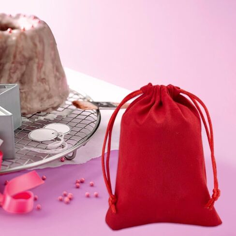 DELORIGIN 12pcs Velvet Cloth Drawstring Bags Red Wedding Gift Bags Candy Bags Soft Jewelry Pouches Necklace Bracelet Earrings Rings Organizing for Christmas Gifts Jewel Watch Storage 4.72x3.54inch in Kuwait