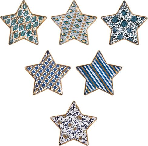 Putuo Decor Starlike Metal Jewelry Ring Holder Dish, Mandala Organizer Plate Chargers, Boho Decoration Trinket for Wedding, Gifts for Best Friends, 8.3", Set of 6 in Saudi Arabia
