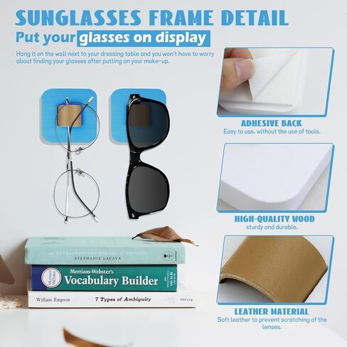 POVOND 4 قطع منظم جدار النظارات الشمسية السوداء، منظم النظارات الشمسية المعلقة، منظم تخزين النظارات الشمسية، حامل النظارات الشمسية لديكور المنزل على الحائط in Kuwait