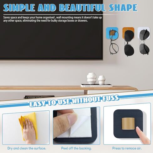 POVOND 4 قطع منظم جدار النظارات الشمسية السوداء، منظم النظارات الشمسية المعلقة، منظم تخزين النظارات الشمسية، حامل النظارات الشمسية لديكور المنزل على الحائط in Kuwait