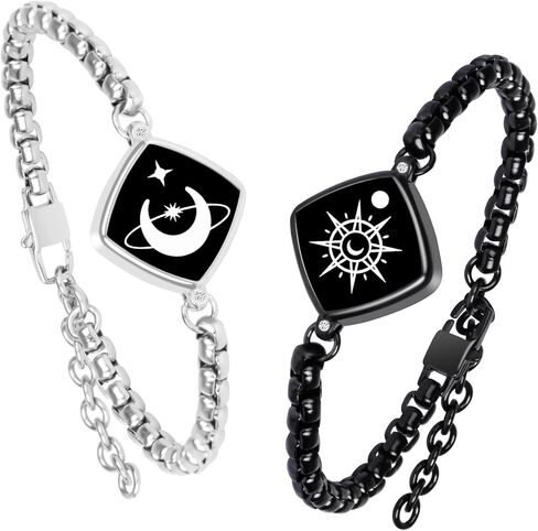 مجموعة مجوهرات أساور تعمل باللمس لمسافات طويلة، سوار حب للاتصال الذكي عن بعد، أرسل رسالة نصية قصيرة SOS، أساور علاقة نجمة للأزواج، العشاق، العائلة، الأصدقاء، المهرجانات، هدايا عيد الحب، فضي in Kuwait