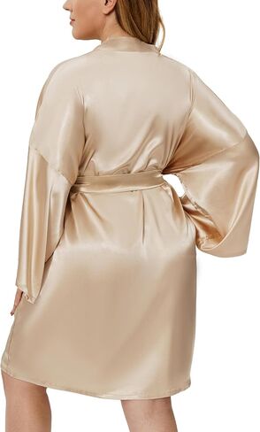 PENGEE Women's Plus Size Short Satin Kimono Robes Silky Bathrobes Sleepwear Wedding Party Dressing Gown in Saudi Arabia
