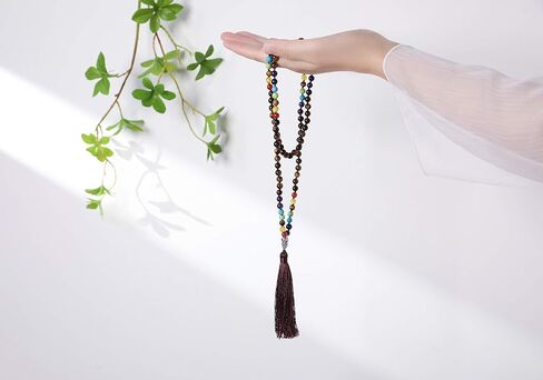 XIANNVXI مطرز قلادة 108 مالا سبحة صلاة قلادة الريكي شفاء كريستال حجر 7 شقرا حبة التأمل القلائد للنساء الرجال in Kuwait