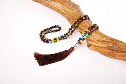 XIANNVXI مطرز قلادة 108 مالا سبحة صلاة قلادة الريكي شفاء كريستال حجر 7 شقرا حبة التأمل القلائد للنساء الرجال in Kuwait