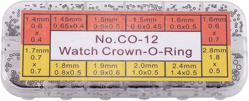 حشوات الختم، 1.4-2.8 ملم 12 مقاس حلقات مطاطية مجموعة صناديق تاج على شكل حرف O بديلة مقاومة للماء للساعات والمعدات الميكانيكية in Kuwait