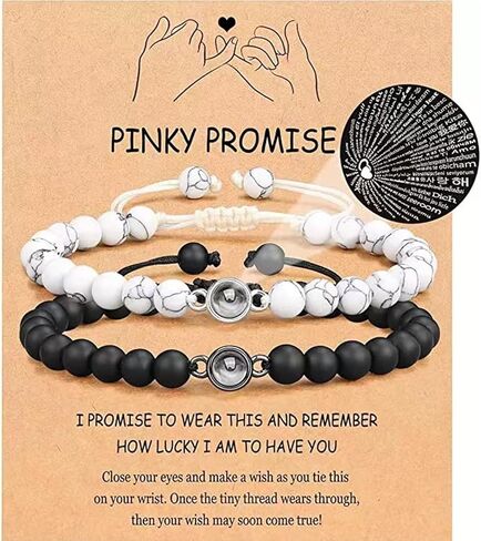 أساور I Love You للأزواج بـ 100 لغة، أساور متطابقة هدايا لصديقك، حبي، زوجي، وعد الخنصر، رجلي، الذكرى السنوية in Kuwait