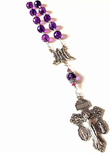 elegantmedical HANDMADE rosary Amethyst crystal bead one decade rosary bracelet cross Gift in Saudi Arabia